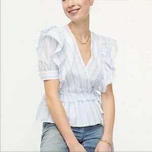 J Crew Striped Ruffle Top